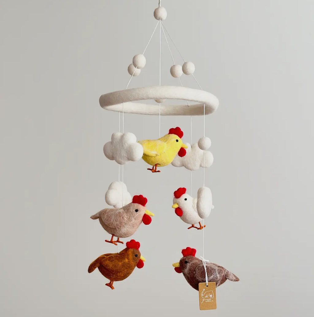 Handmade Wool Felt Mobile - Chickens - Andnest.com