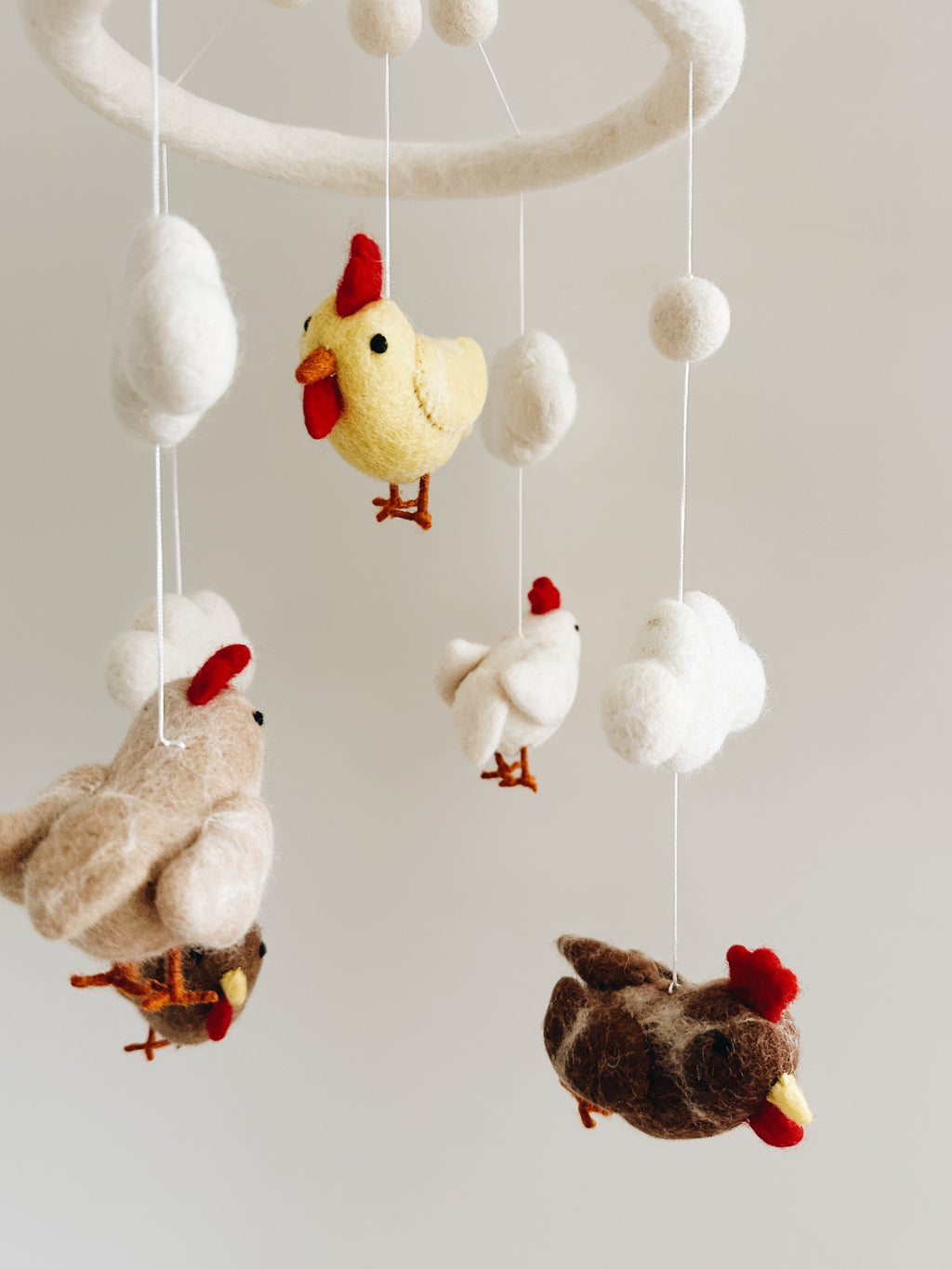 Handmade Wool Felt Mobile - Chickens - Andnest.com