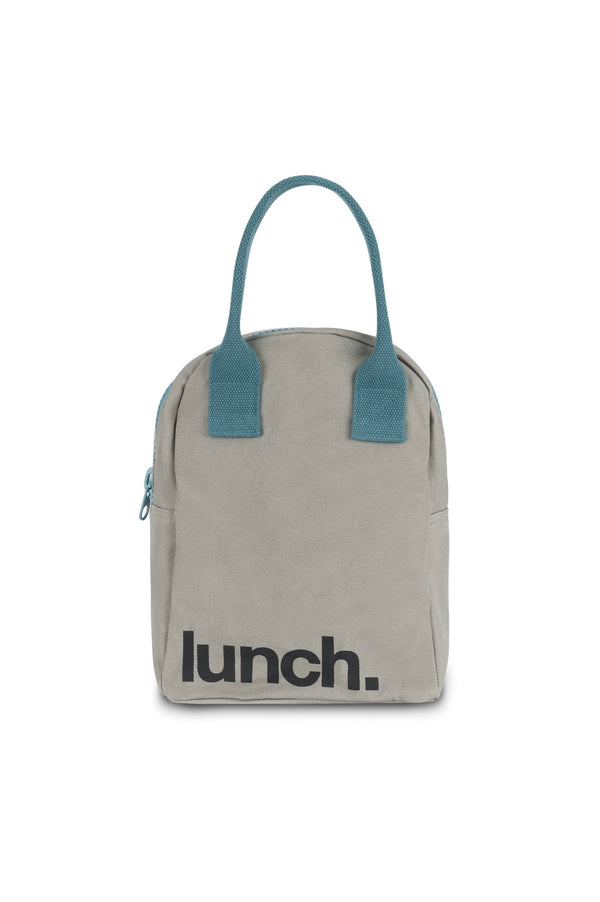 Fluf Organic Cotton Lunch Bag - Grey/Midnight - Andnest.com