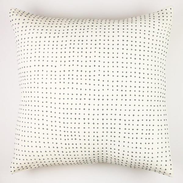 Embroidered cross pillow cover with gold zipper 22" - Andnest.com