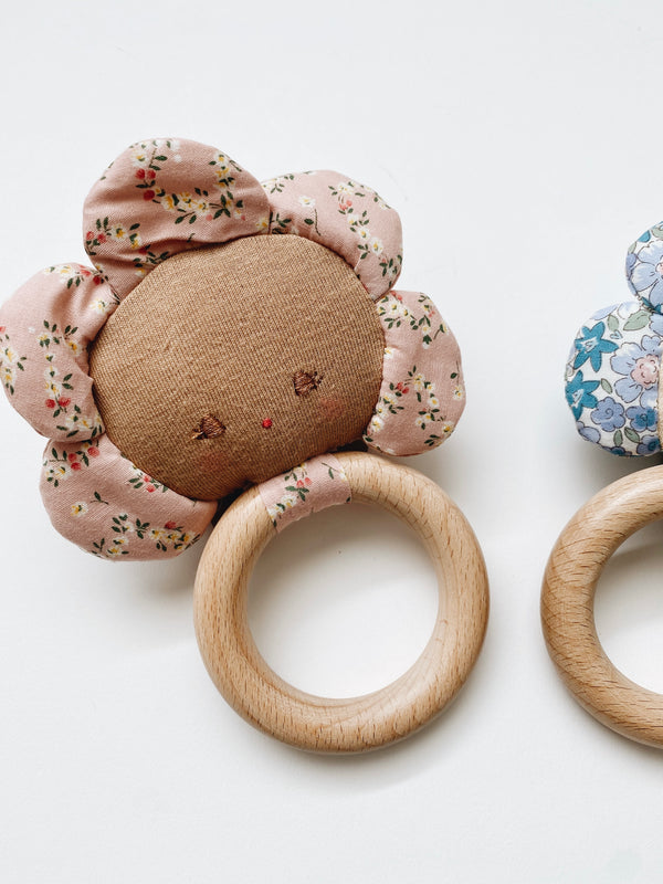 Baby Flower Doll Teether Rattle - Posy Pink or Liberty Blue - Andnest.com