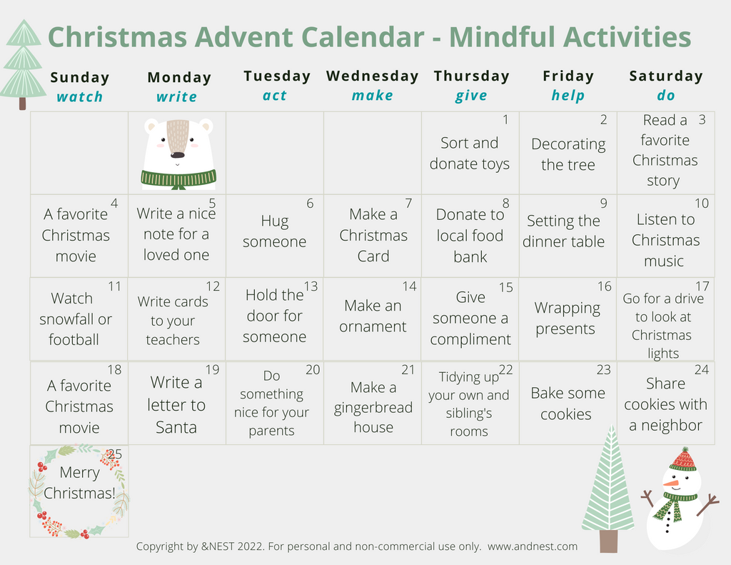 2022 Mindful Advent Calendar