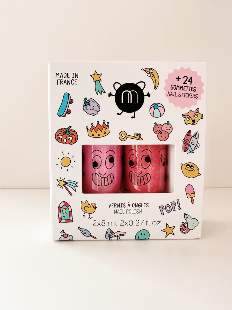 Nailmatic Kids Duo Nail Polish with Sticker Set - POP - Andnest.com