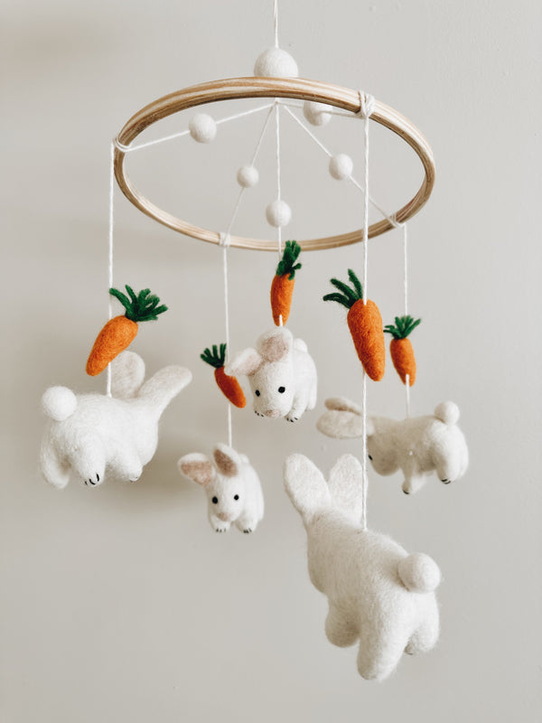 Handmade Wool Felt Mobile - Bunnies - Andnest.com