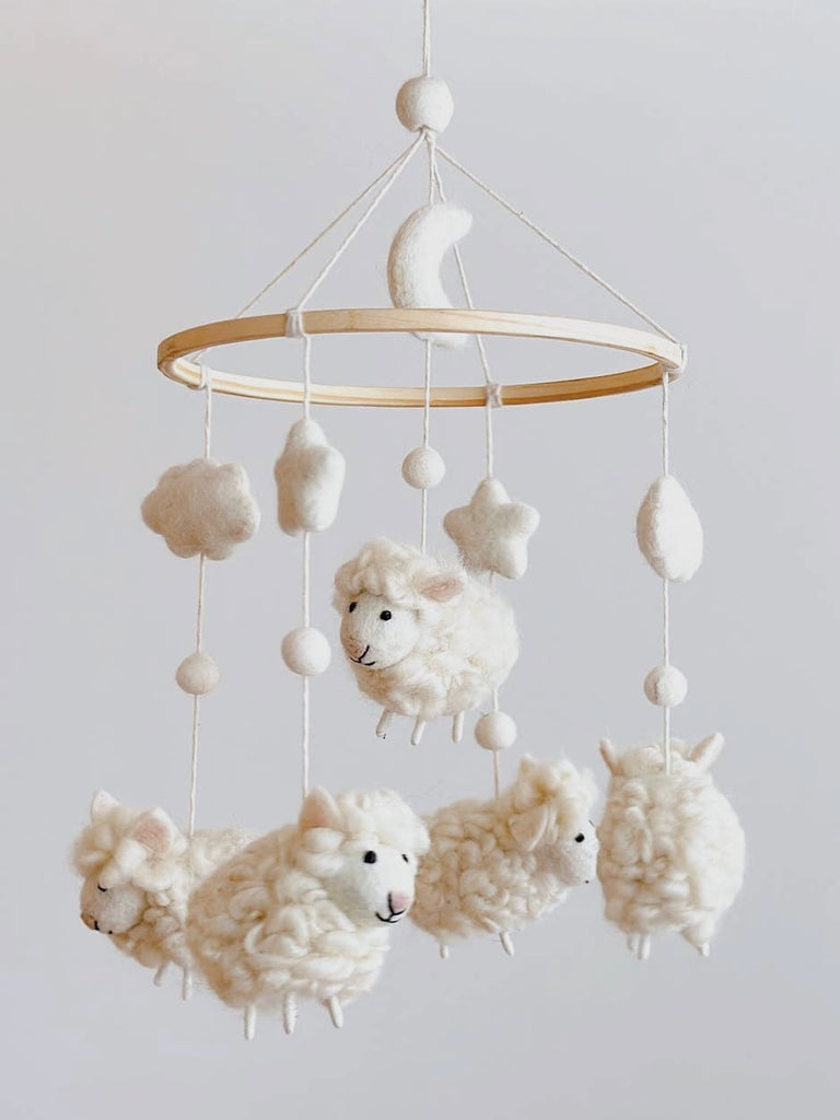 Handmade Wool Felt Mobile - Sheep - Andnest.com