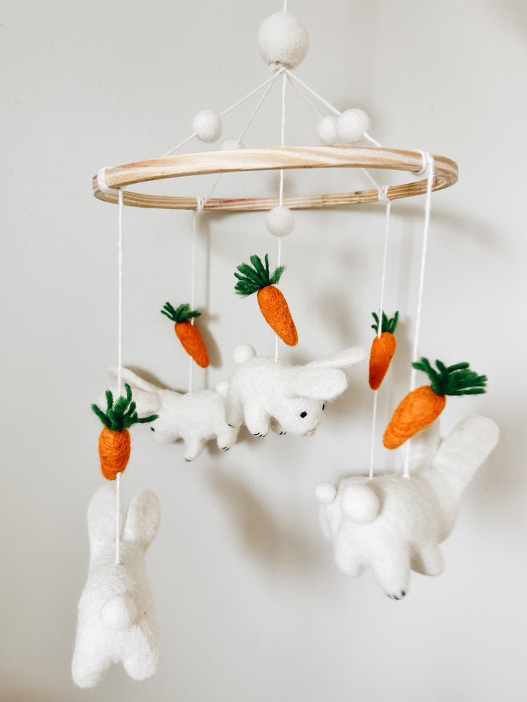 Handmade Wool Felt Mobile - Bunnies - Andnest.com