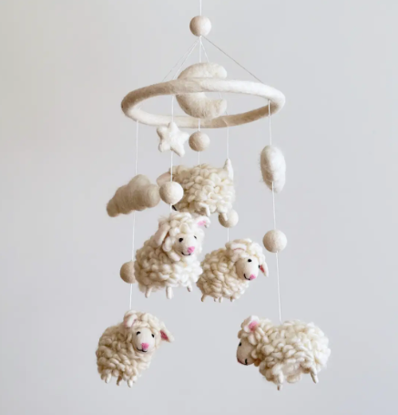 Handmade Wool Felt Mobile - Sheep - Andnest.com