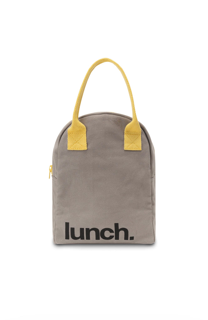 Fluf Organic Cotton Lunch Bag - Grey/Yellow - Andnest.com