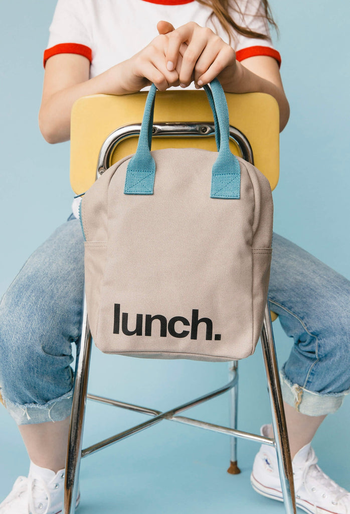 Fluf Organic Cotton Lunch Bag - Grey/Midnight - Andnest.com