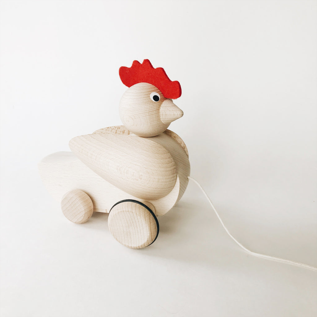 Wooden Pull-Along Rooster - Andnest.com