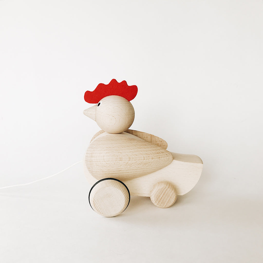 Wooden Pull-Along Rooster - Andnest.com