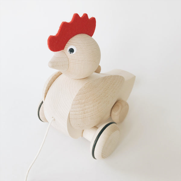 Wooden Pull-Along Rooster - Andnest.com