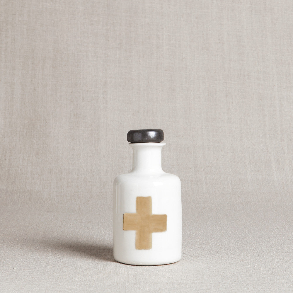 Apothecary Bottle with Gold Cross - Andnest.com