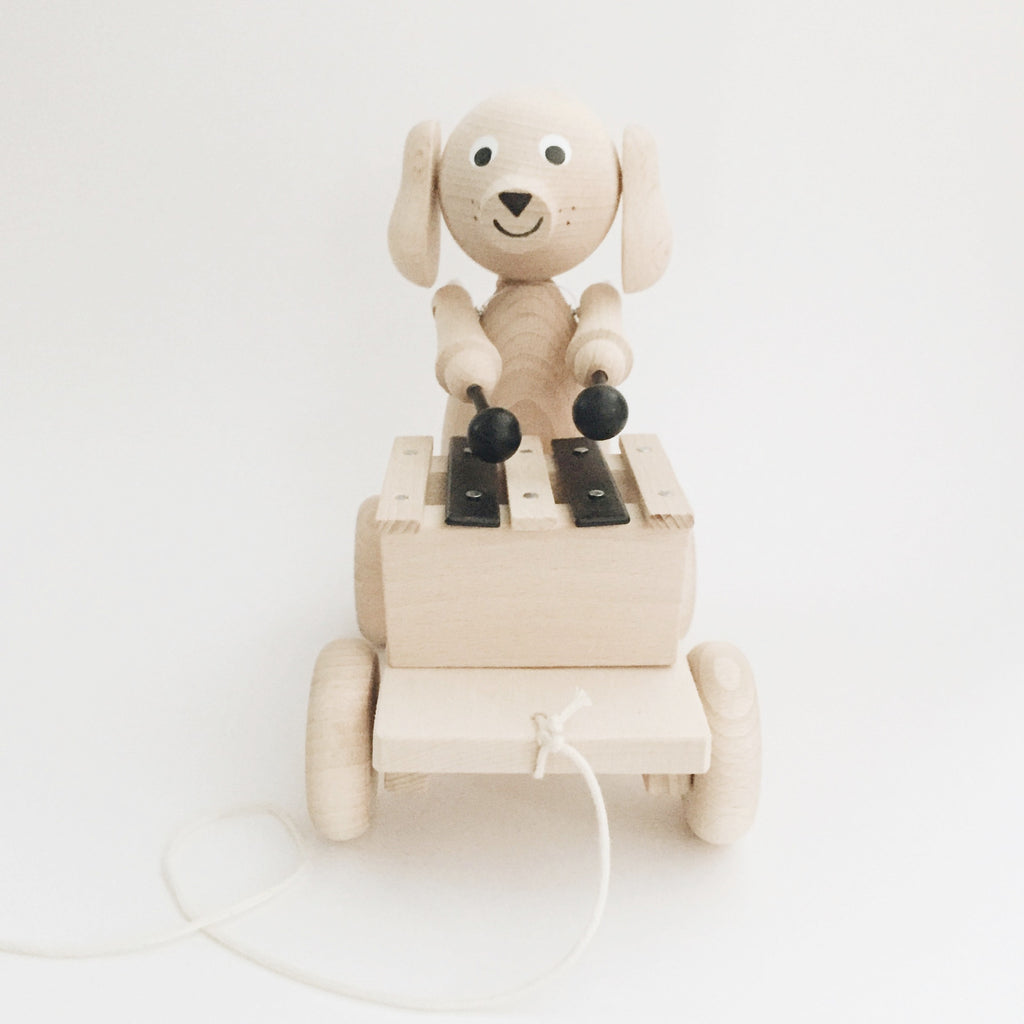 Wooden Pull-Along Puppy With Xylophone - Andnest.com