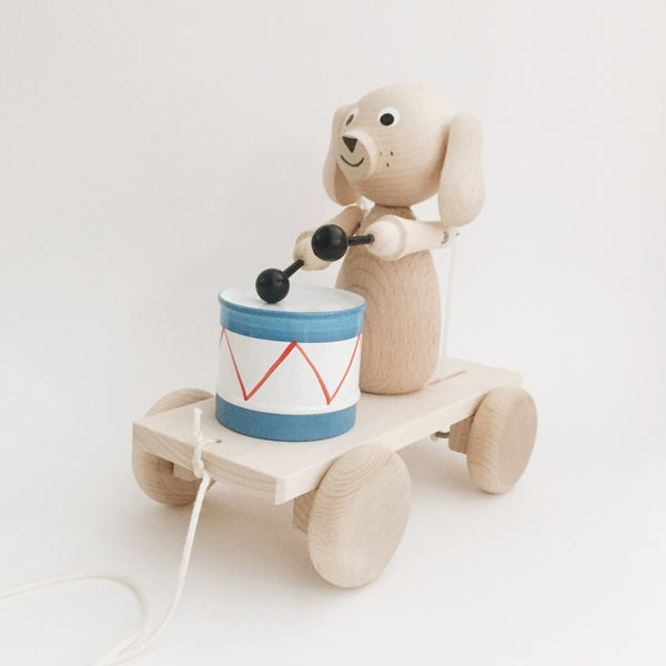 Wooden Drummer Puppy Pull-Along - Andnest.com