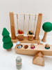 Wooden Playground - Seesaw and swings with trees and peg people - Andnest.com