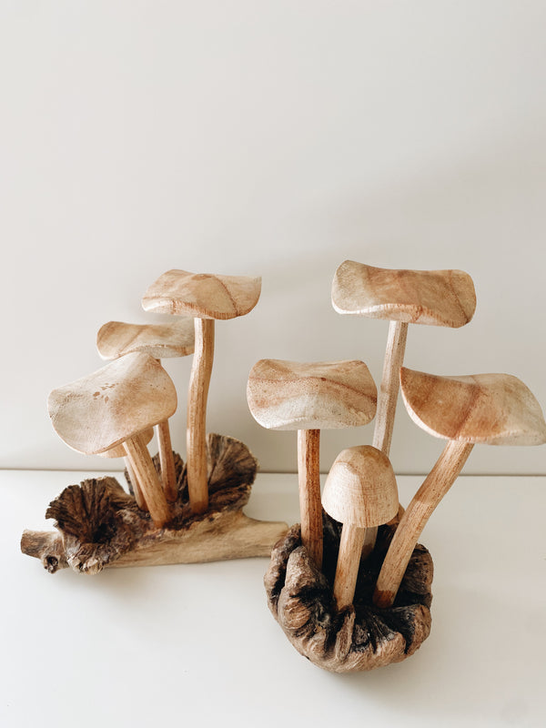 Hand Carved Wooden Mushrooms - Andnest.com