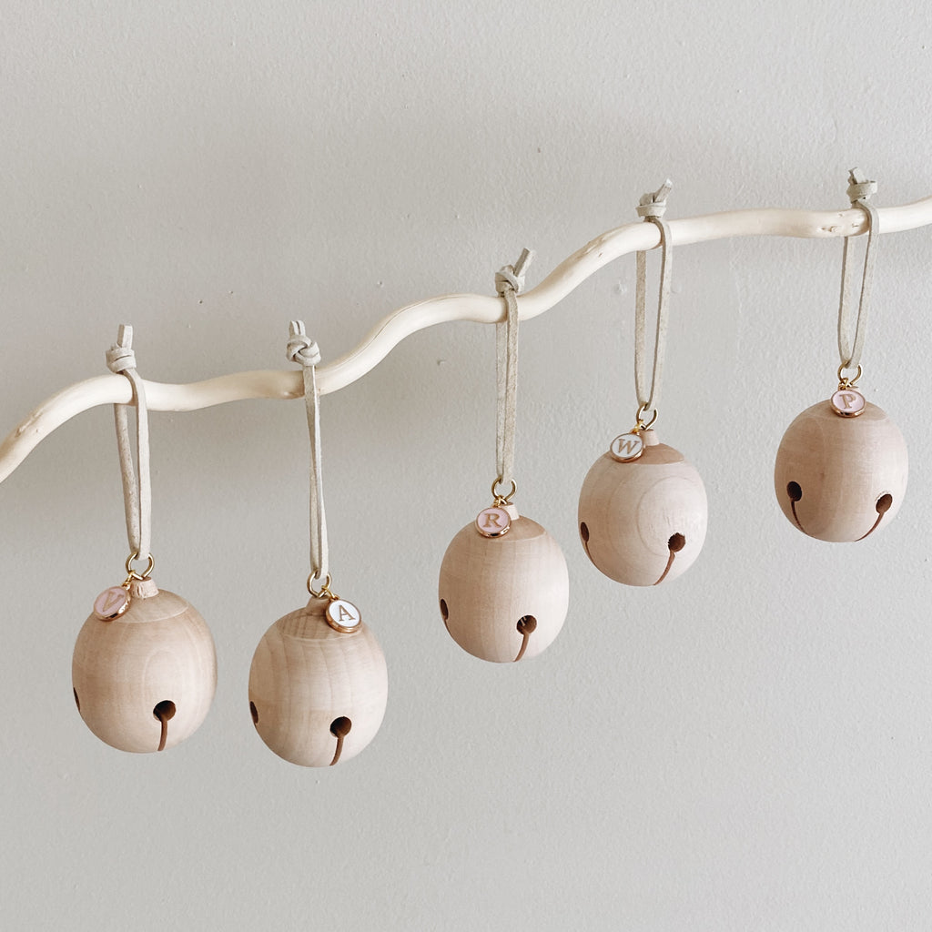 Personalized Wooden Jingle Bell Ornaments - WHITE - Andnest.com