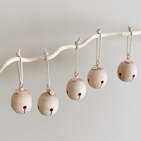 Personalized Wooden Jingle Bell Ornaments - WHITE - Andnest.com