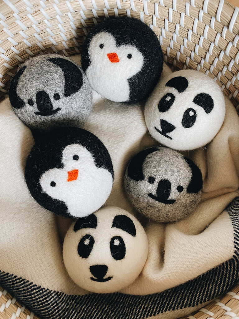 Wool Dryer Balls - Animals (Penguin, Panda and Koala)– Andnest