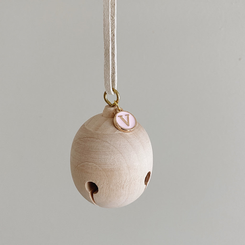 Personalized Wooden Jingle Bell Ornaments - PINK - Andnest.com