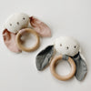 Baby Bunny Teether Rattle - Pink, Grey or Butterscotch - Andnest.com