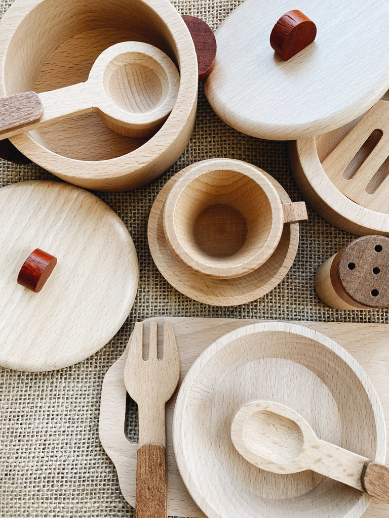 Wooden Cooking & Eating Play Set - Kitchen Tools - Andnest.com