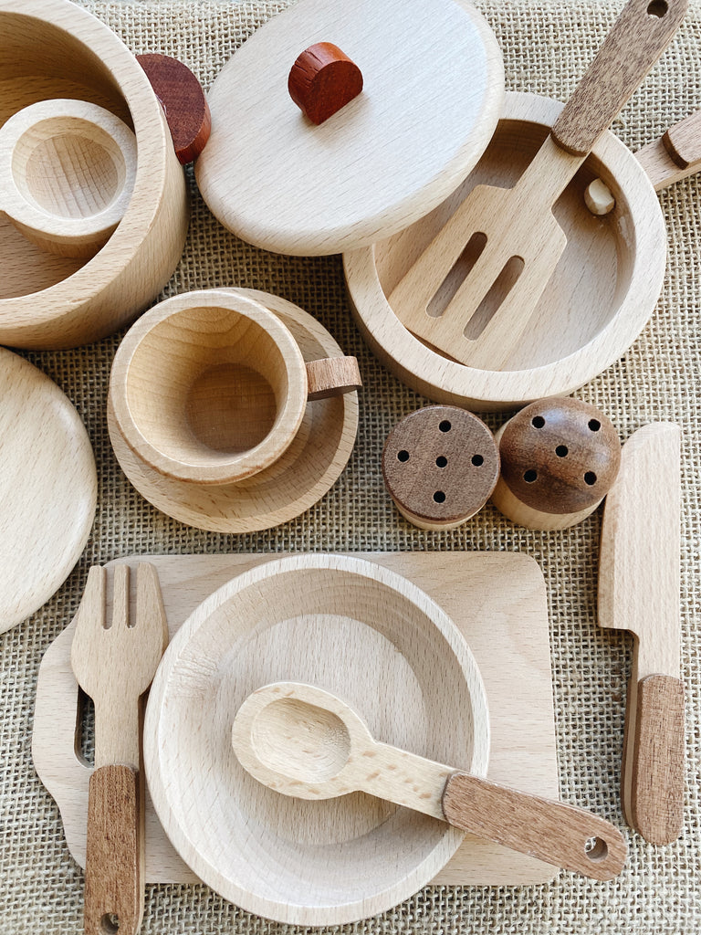 Wooden Cooking & Eating Play Set - Kitchen Tools - Andnest.com