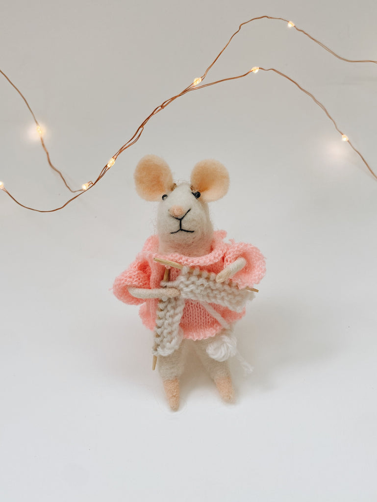 Felt Mice Ornament - Knitting Mouse Ornament