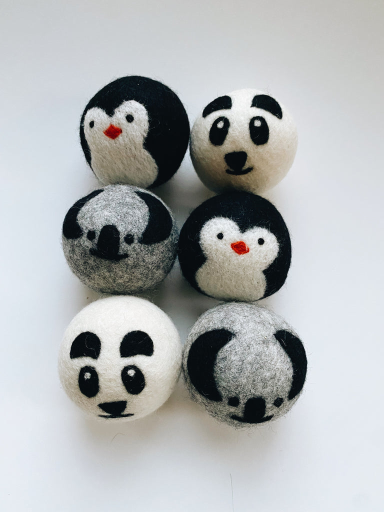 Wool Dryer Balls - Animals (Penguin, Panda and Koala) - Andnest.com