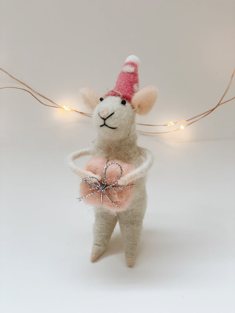 Felt Mice Ornaments - Coachella, I Heart You and Party Hat Ornaments - Andnest.com