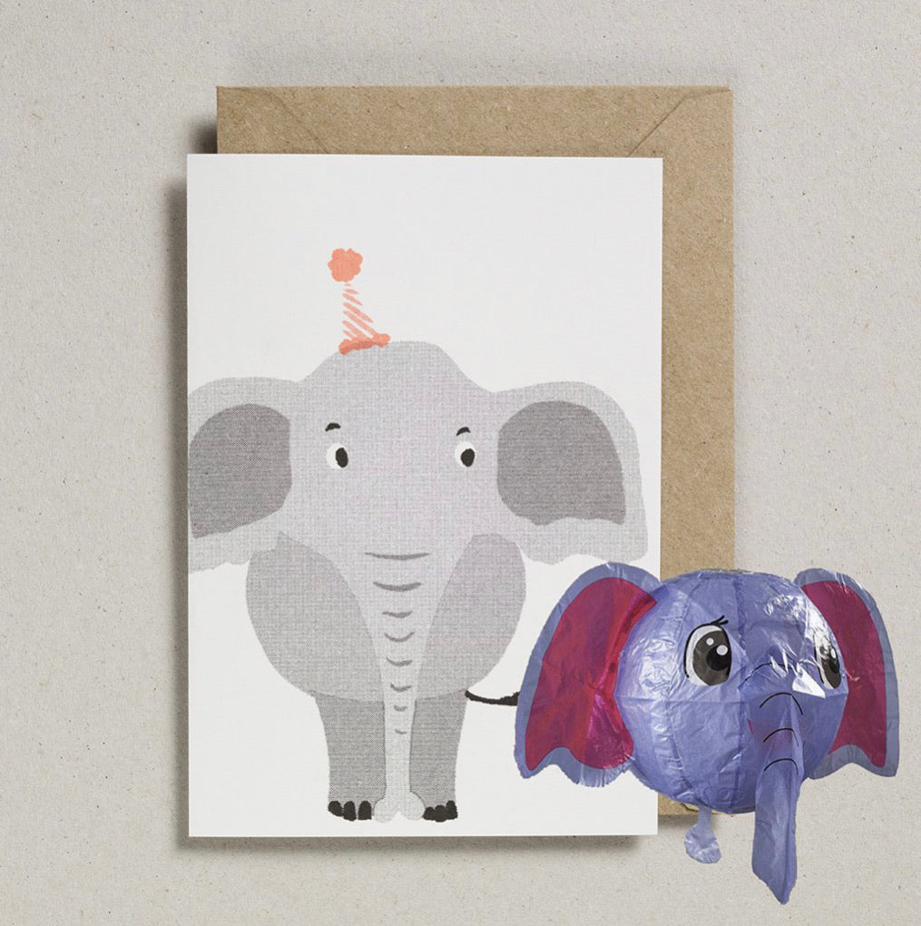 Japanese Paper Balloon Card - Elephant, Monkey, Panda, Tiger, Or Whale, image size:1015x1020